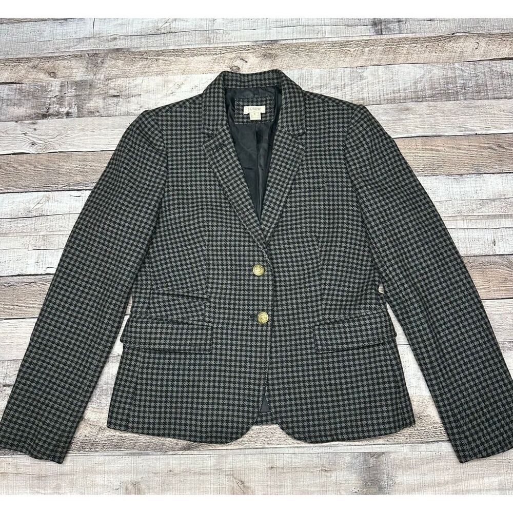 J. Crew Factory Elbow Patch Keating Boy Blazer Business Houndstooth Grey Black
